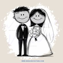a bride and groom in black and white