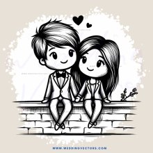 couple sitting on brick wall in love