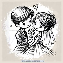 bride and groom holding hands with flower