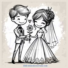 a boy and girl sharing flowers