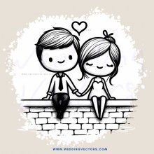 a couple sitting on a wall holding hands