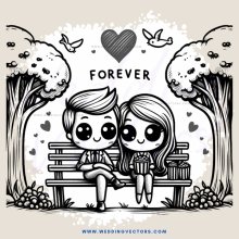 forever young couple sitting on bench
