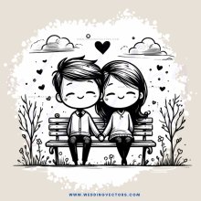 a boy and girl sitting on a bench together