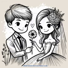 a young couple holding flowers and smiling