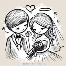 a couple with flowers and hearts