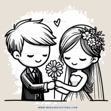 couple in black and white photo holding flower
