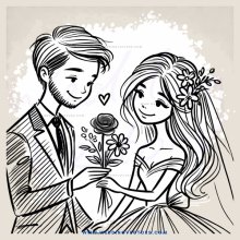 a man and woman exchanging roses