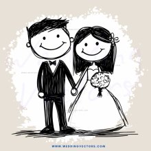 a bride and groom holding hands