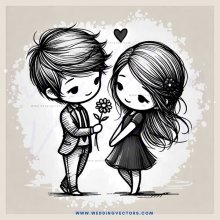 two people shaking hands and holding flower