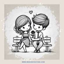 couple on bench holding rose