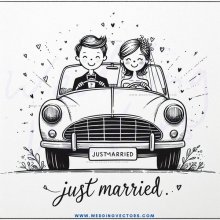 a couple drives away in their first car together.